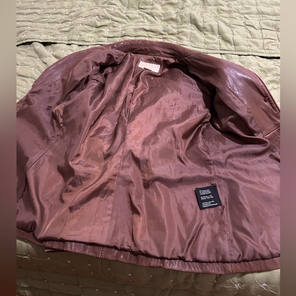 Michael Kors Women's Genuine Leather Moto button up Jacket Brown Size Med - Picture 16 of 16